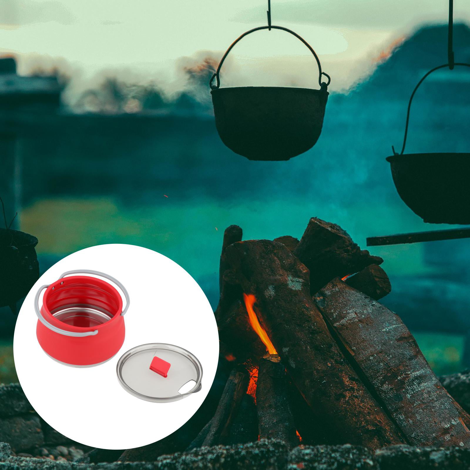 Foldable Portable Camping Cook Pot Saving Space Collapsible Cooker Pot Heat  Resistant for Outdoor Fishing for Hiking Backpacking