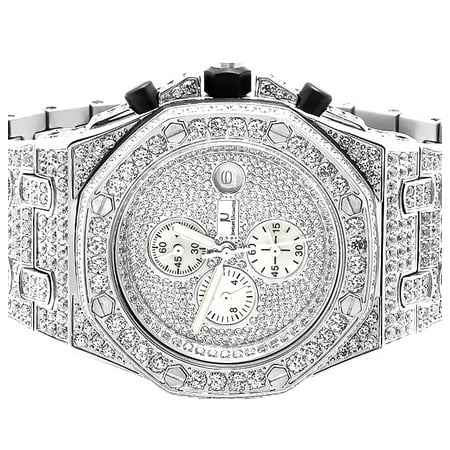 Jewelry Unlimited - Iced Out Stainless Steel Simulated Diamond Watch AP ...