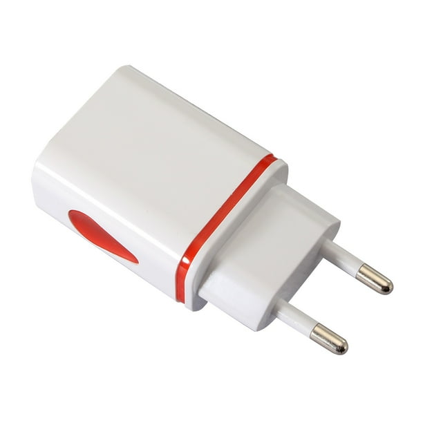 Adaptador USB de pared con 2 puertos, emisor de luz, con forma de gota, cargador de agua y enchufe.