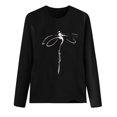 thumbnail image 5 of Camiseta de manga larga suelta con cuello redondo y estampado de letras informales a la moda para mujer Fridja  fhghd1873, 5 of 5