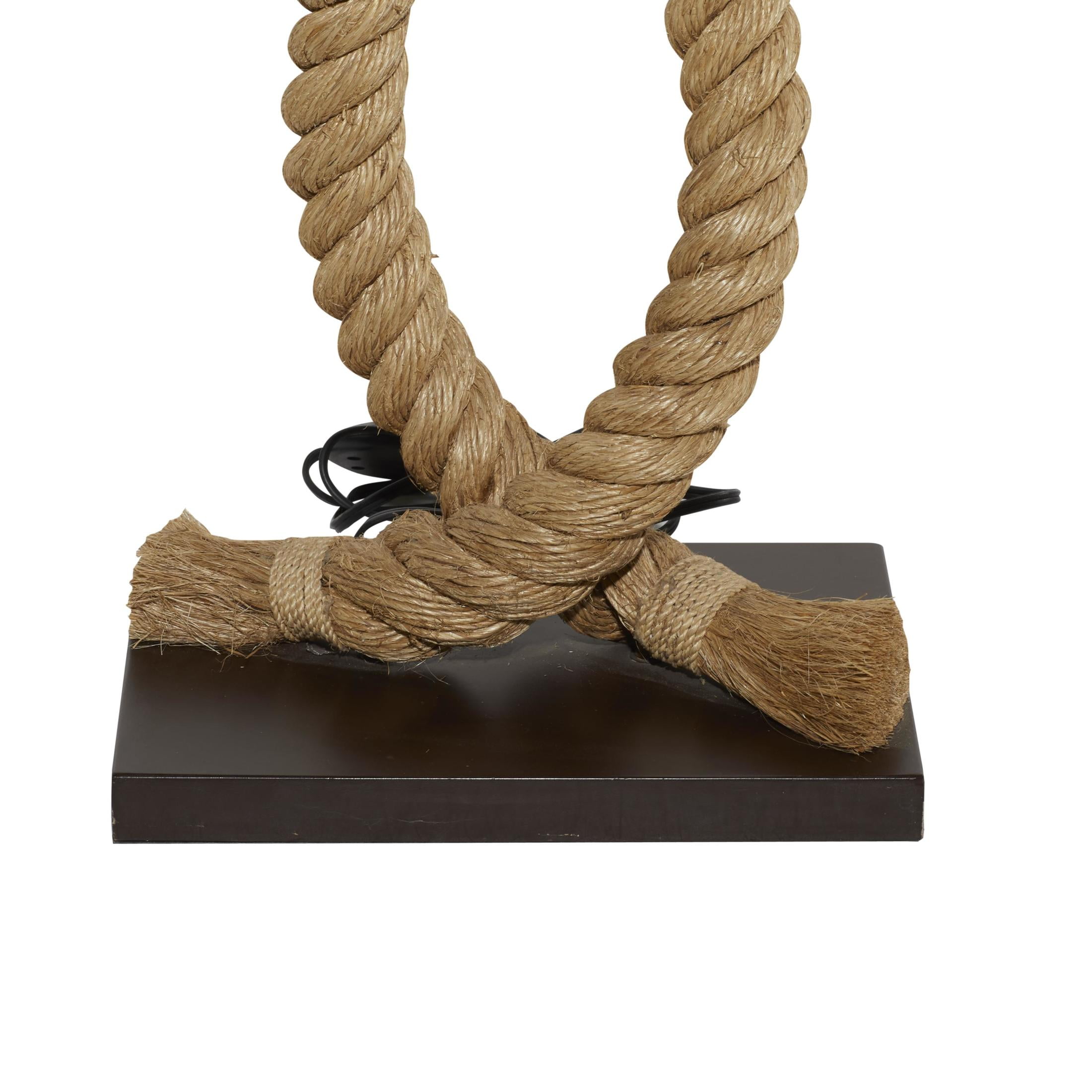 DecMode 63" Rope Brown Floor Lamp with White Fabric Shade