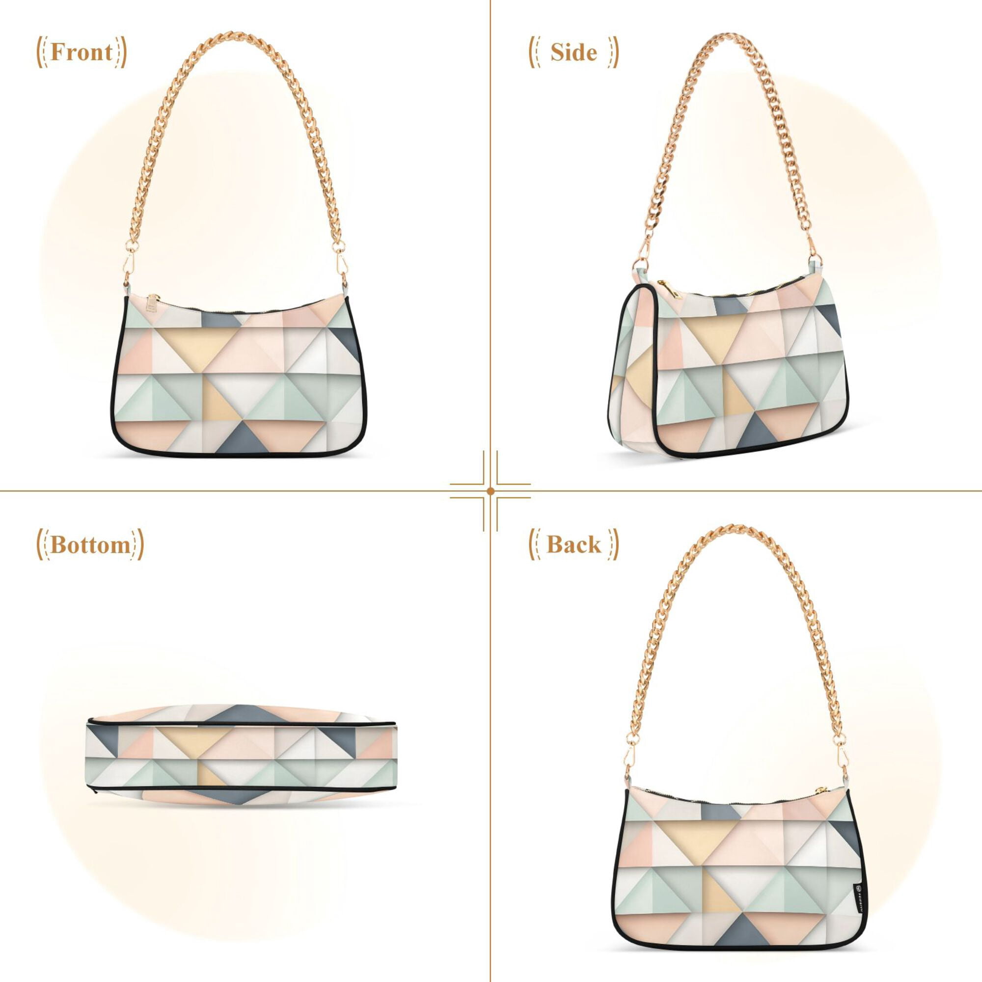 FORMRS Womens Shoulder Bag with Chain Strap Clutch Purse Cute Tote Handbag, Pink Geometric