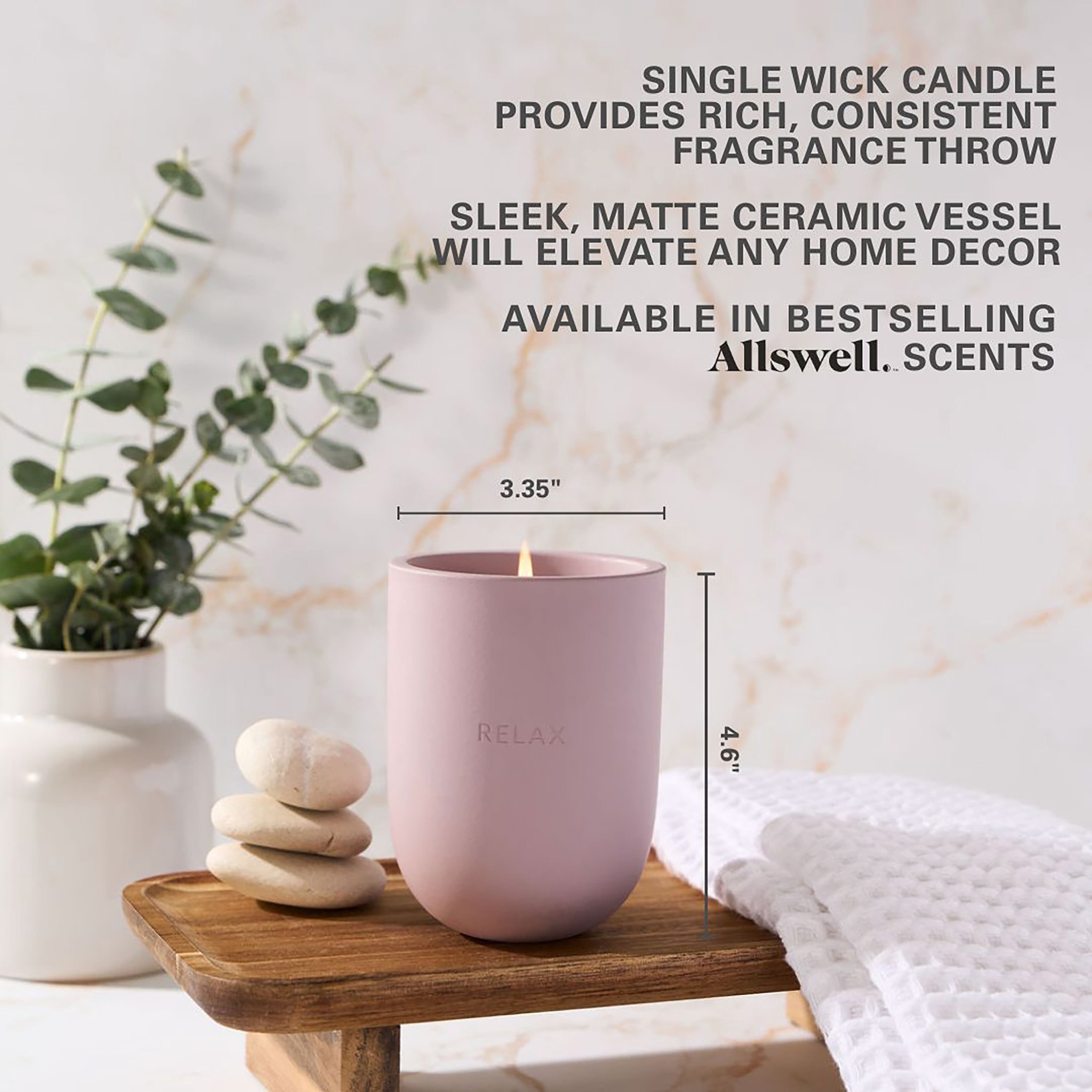 Allswell Relax Scented Lavender, Jasmine & Chamomile Ceramic Jar Candle, 10 oz