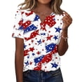 thumbnail image 2 of Women's 250th Anniversary USA Shirt V-Neck Button Patriotic Star Print Short Sleeve T-Shirts Independence Day Top, 2 of 5