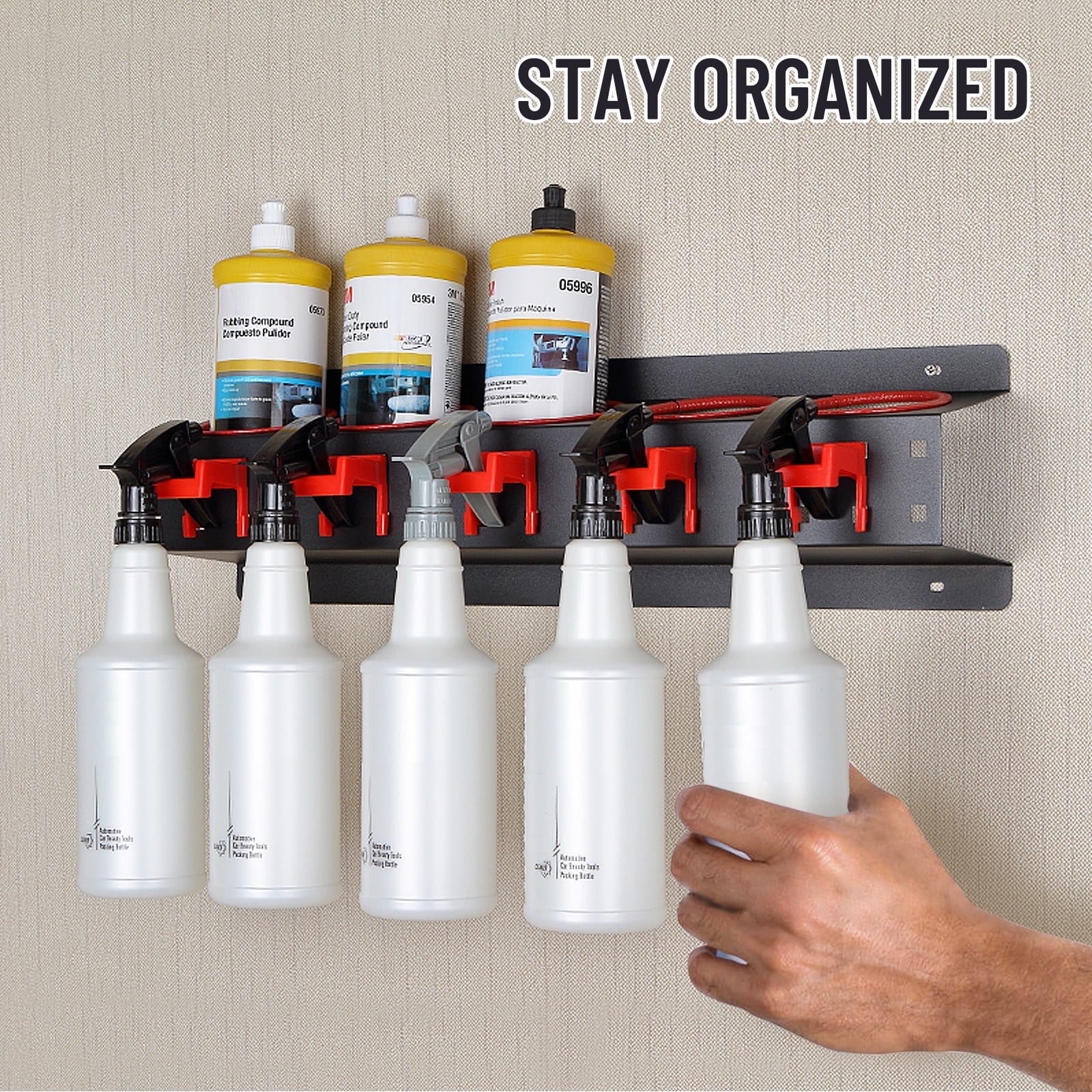 ZHSLDQ Spray Bottle Holder,Adhesive Spray Bottle Hanger,Easy to Install  Wall Mounted Spray Bottle Holder,Create Storage Space(White,6Pcs,Send 2Pcs