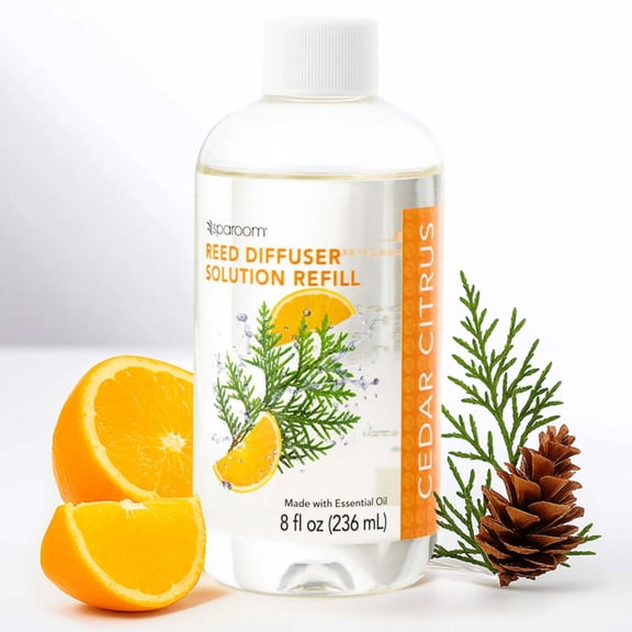 SpaRoom Reed Diffuser Essential Oil Refill Solution, 8 Ounces, Cedar Citrus Fragrance with Lemon Essential Oil