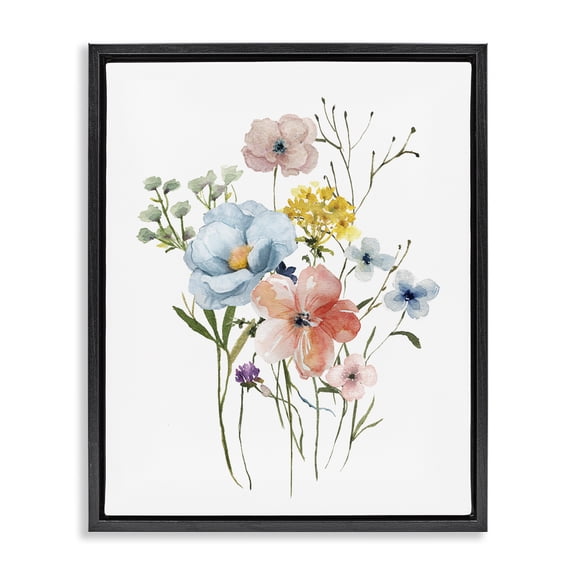 Stupell Industries Spring Meadow Wild Flowers Black Framed Floater Canvas Wall Art, design by Livi Finn