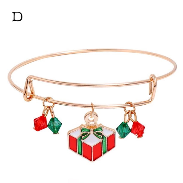 Pulsera para mujer, regalo de Navidad, pulsera de cristal expandible de Papá Noel para niñas y mujeres, ideal para Acción de Gracias, pulsera de moda.