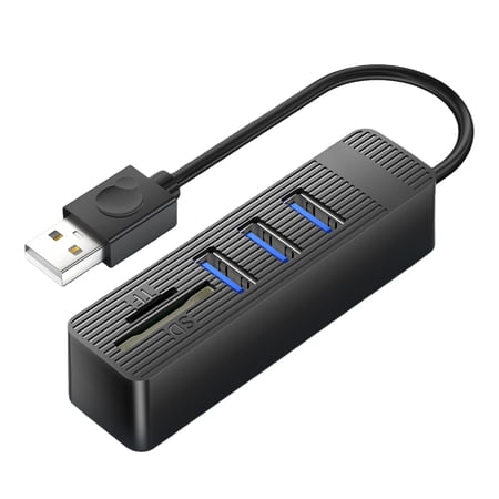 USB2.0 Hub with 4 Ports and Card Reader, 480Mbps Fast Data Transfer for Computers