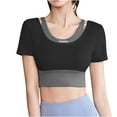 thumbnail image 2 of tarylea Yoga Tops for Women 2 in 1 Scoop Neck Crop Top Short Sleeve Color Blocked Shirts Casual Fitted Workout Athletic Tops, 2 of 5
