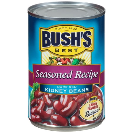 (6 Pack) BUSH'S BEST Seasoned Recipe Dark Red Kidney Beans, 16.0