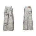 thumbnail image 6 of Jeans for Men Summer Casual Stylish Hip Hop Metallic Chain Print Straight Wide Leg Denim Trousers Loose Fall Comfortable Streetwear Pants for Men Khaki XXL, 6 of 6