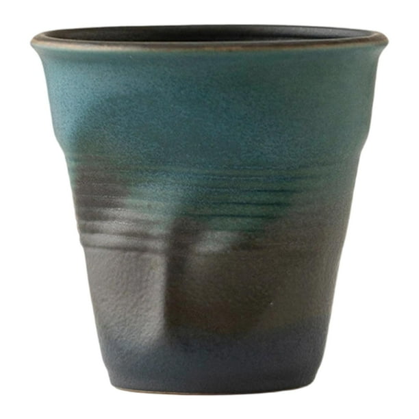 Taza de café de cerámica, taza para bebidas, taza de la mañana, regalo para el hogar, 3.04 oz para club, caliente, frío Azul Negro