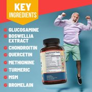 Advanced Joint Support Supplement with Glucosamine Chondroitin MSM Turmeric & Boswelia. Supports Inflammatory Response, Discomfort Relief for Knees Hands Back & Joints. NSF Certified, USA Made.