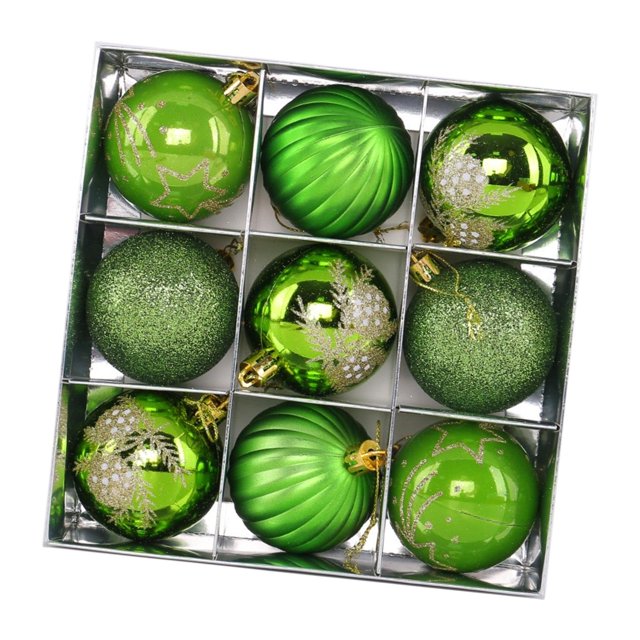 9 Piezas Bolas de Navidad Esferas Colgantes Decorativas Irrompibles Orbes Redondos Material Pp Adecuadas para Centro de Mesa Celebración Compromiso Ár verde