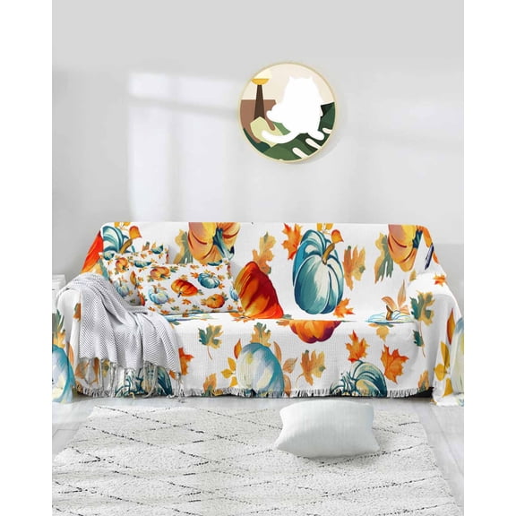 Fall Thanksgiving Pumpkins Sofa Covers for 3 Cushion Couch,Washable Sectional & L Shape Couch Covers for Dog/Cat/Kid,Fall Leaves Abstract Street Art Non Slip Sofa Slipcover Futon Cover 71x150