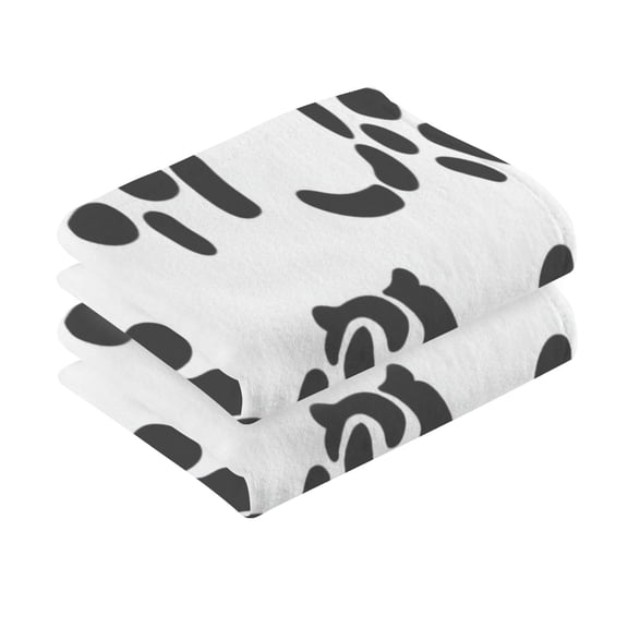 2 Pcs Absorbent Face Towel Bath Hand Towels Soft Breathable Cotton Towel Set for Bathroom Kitchen Hotel Spa Decor Black Leopard Print Pattern
