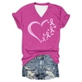 thumbnail image 4 of Puliio Women's Ribbon Heart Quote Print Tshirt Short Sleeve V Neck Casual Awareness Everyday Graphic Tee, 4 of 4