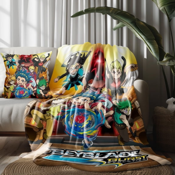 Throw Blankets Throw For Beyblade Burst Pillow Covers for Thin Bed Couch Decor Kids Adult Nap Bedroom Car All Season Birthday Gifts 30×40 inch Throw Blanket and Pillowcase Set
