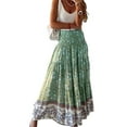 thumbnail image 1 of Nieur Long Pleated Skirts for Women High Wais Dating Party Beach Skirt Boho Floral Print Summer Casual Loose Maxi Skirt, 1 of 2
