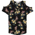 thumbnail image 1 of Hippie Rose Blusa estampada con hombros descubiertos para mujer, negro, mediano, 1 of 1