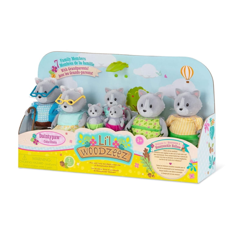 Li'l Woodzeez Miniature Animal Figurine Set - Daintypaw Cat Family