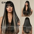 thumbnail image 4 of Cross-Border European and American Style New Product Full Bangs Champagne Brown Long Straight Hair Elegant Goddess Wig Synthetic Full Head Wig, 4 of 10