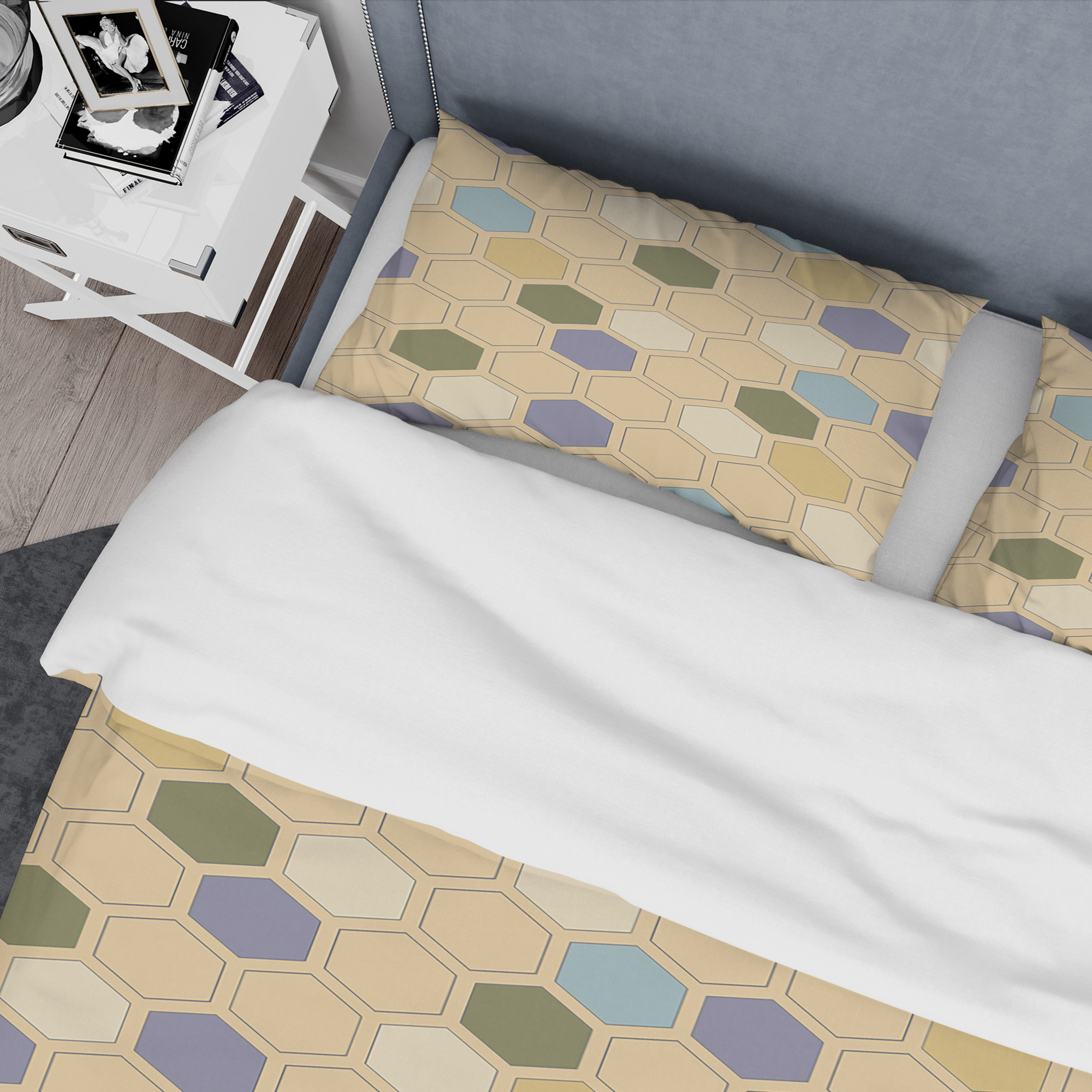 Designart 'Retro Hexagon PatternX' Mid-Century Modern Duvet Cover Set