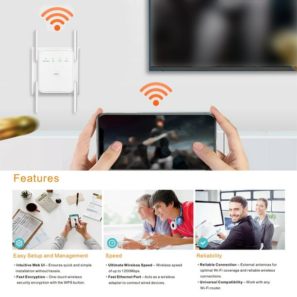 jovati Wifi Extender Wifi Range Extender 1200M 2.4G & 5G Wireless Internet  Booster Wireless Signal Booster Repeater with Ethernet Port Extend Internet  Wifi for Home 