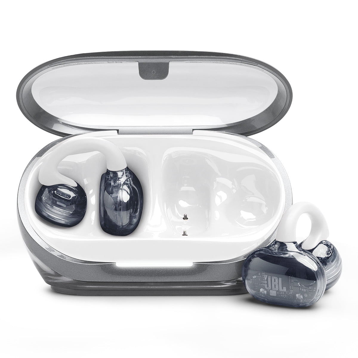 JBL Soundgear Clips True Wireless Open-Ear Headphones Bundle with gSport Case (White)