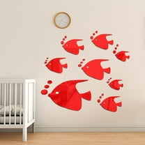 Wall Stickers Sea Animals Fishes Theme Waterproof Acrylic Mirror Wall Decor Stickers Removable Dog Diy Sticky Mural Stickers Decals For Living Room Kid Baby Bedroom Bathroom,Red Home Wall Stickers