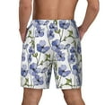 thumbnail image 3 of Kdxio Blue Flax Flowers Print Men's Swim Trunks with Compression Liner 7 Inch Inseam Quick Dry Swim Shorts, 3 of 7