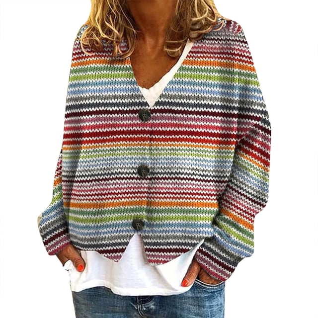 Ladies' New Christmas Abstract Printed Casual Cloak Jacket Cardigan