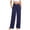 01#Navy, variant on Women Crossover High Waist Wide Leg Yoga Pants Venetian Solid Color Casual Sports Trousers With Side Pockets Green 3XL