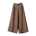 thumbnail image 2 of FAOWME Womens Casual Pants High Waist Linen Wide Leg Solid Color Loose Fit Comfortable Stylish Trousers For Everyday Wear,Coffee,Xxxl, 2 of 6