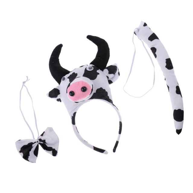 Chicas De Muchachos Diadema Bowtie Cola Partido Cosplay Yinane Conjunto de traje de vaca para niños