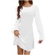 thumbnail image 3 of mfyjkho Vestidos para mujer, Vestido de cuello redondo y manga larga de color liso para mujer Vestidos maxi para mujer s, 3 of 7