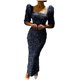 thumbnail image 1 of Vestidos Para Mujer Vestidos de Otoño Midi Hombros Descubiertos Lentejuelas Vestido de Manga Farol Delgado Odeerbi  ODB182697, 1 of 6