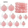 thumbnail image 5 of Hvmvliv 46-Piece Velvet Flocked Christmas Ball Ornaments Plastic Xmas Tree Decorations Bulk Set Holiday Hanging Decor Pink, 5 of 6