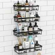 Masadi 4 Pack Shower Caddy Organizer, Adhesive Shower Organizer Hanging Black Stainless Steel Shower Shelves, Shower Shelf for Inside Shower,Shower Storage Rack