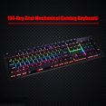 thumbnail image 4 of Wired Mechanical Keyboard, 104-Key Real Mechanical Gaming Keyboard Rainbow Backlit Keyboard Ergonomic Design USB Wired Keyboard for Wins PC Laptop for Game and Office, 4 of 7