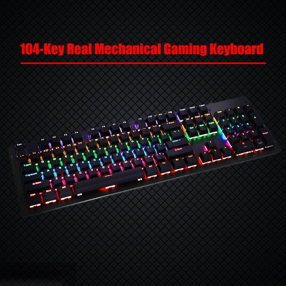 104 Keys Mechanical Gaming Keyboard, with Rainbow Backlit, FN Shortcuts, K104 Keyboard, Color Switch. USB Wired Keyboard for and Mac