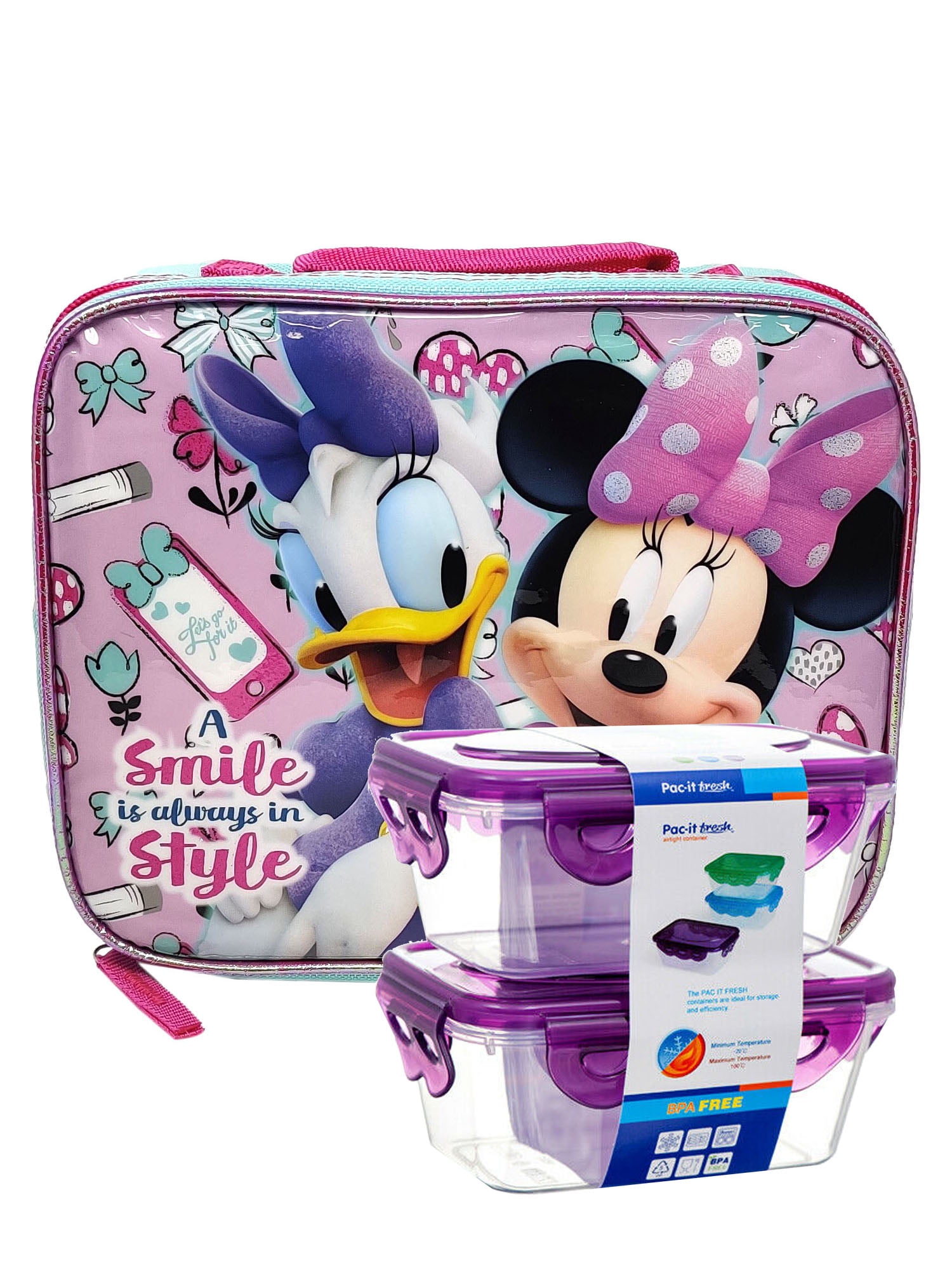 Girls Disney Minnie Mouse Smile Insulated Lunch w/ 2Piece Snack