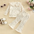 thumbnail image 2 of NIEWTR Kids Sweatsuit Set Girls Toddler Baby Girl Fall Winter Long Sleeve Crewneck Shirt with Elastic Waist Pajama Set Daily Wear Comfy Loungewear Soft for 3T 4T(A-Beige,18-24 Months), 2 of 9