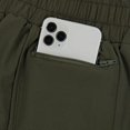 thumbnail image 3 of Pantalones cortos para correr de secado rápido para mujer Capa deportiva Cintura elástica Pantalones cortos de entrenamiento activo con bolsillos Verde M Jormftte LRWJ644-1, 3 of 7