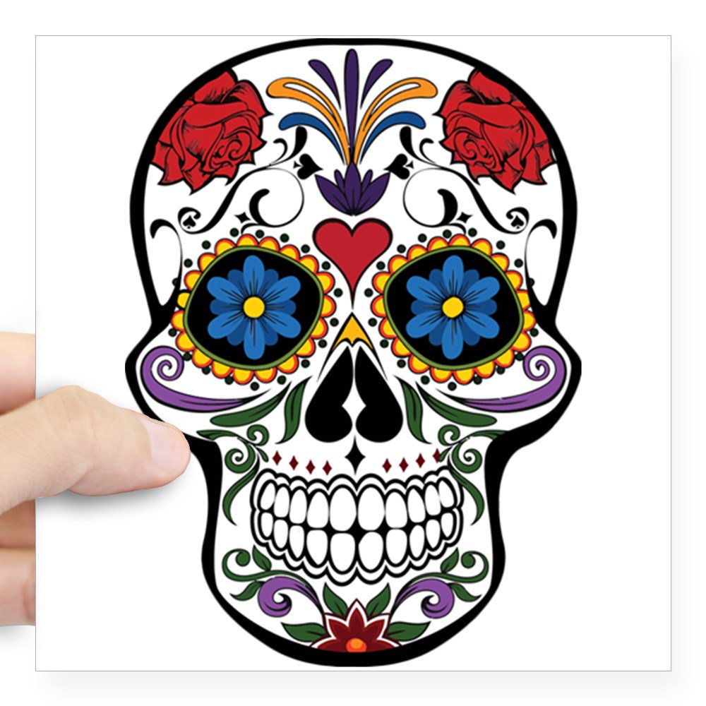 CafePress - Sugar Skull II Sticker - Square Sticker 3" x 3" - Walmart