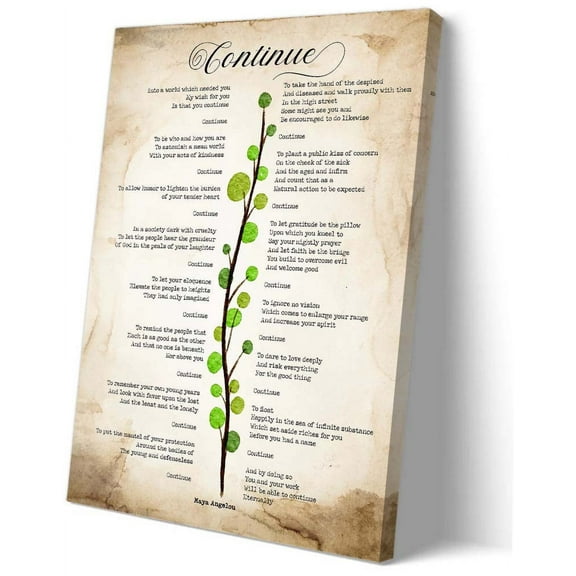 Continue Poem Wall Decor Maya Angelou Quotes Wall Art Poetry Poster Printing Decoration for Living Room Vertical Artwork Modern Oil Painting
