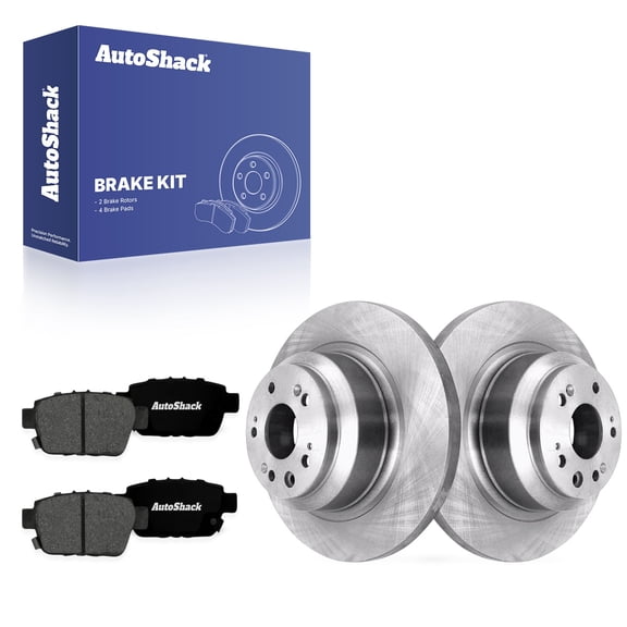AutoShack Rear Solid Brake Rotors   Premium Ceramic Pads 6-PC Brake Kit Replacement for 2009-2014 Acura TL 13.14" (333.7 mm)