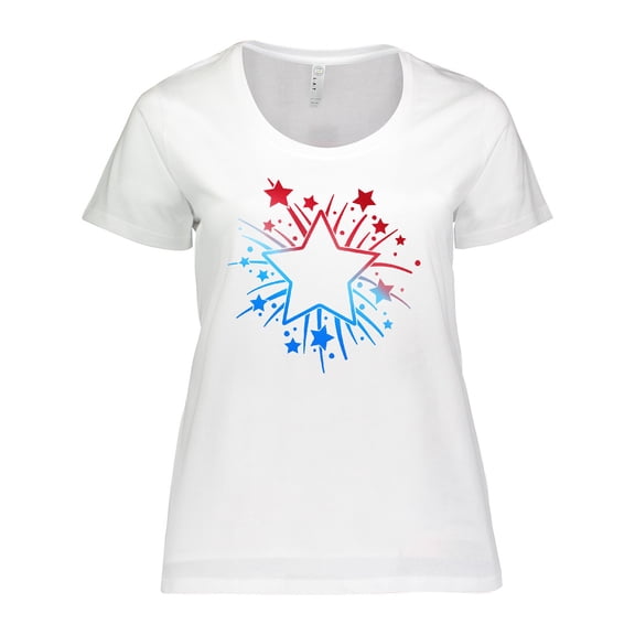 Inktastic Fourth of July Star Firework Women's Plus Size T-Shirt