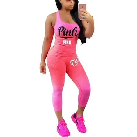 Womens Yellow Hibiscus Print - Sleeveless Letter Print Women Slim Sport Jumpsuit